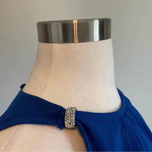 Ralph Lauren Women's Formal Dress Size 6 Blue Embellished Chiffon Long Gown - Picture 2 of 3